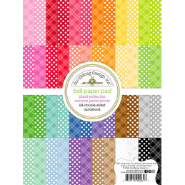 Doodlebug Design - Papirblok 6x8 - Plaid-Polka Dot Rainbow