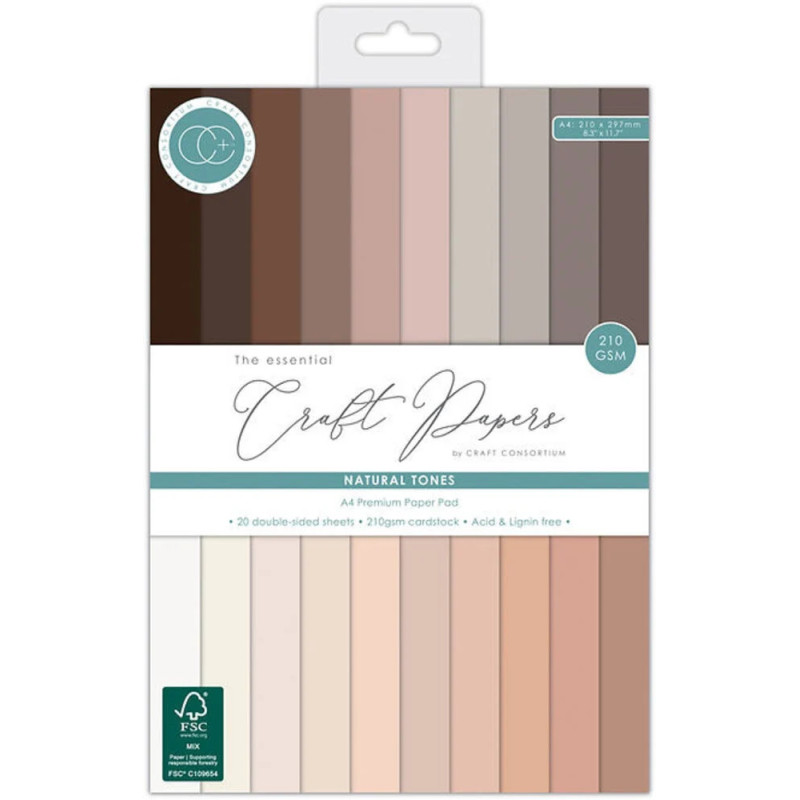 Craft Consortium - Papirblok A4 - The Essentials Premium Cardstock - Natural Tones
