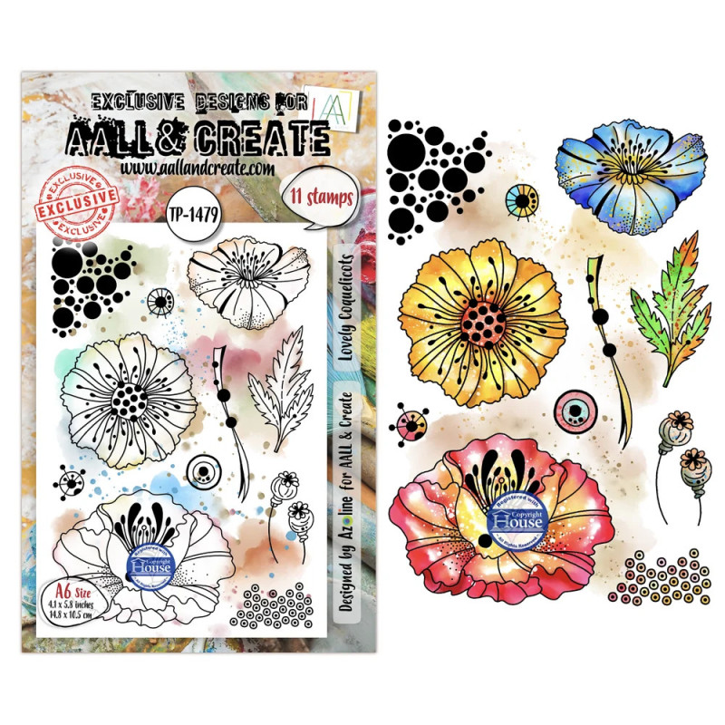 AALL And Create - Stamp Set A6 - Lovely Couleurs - Lovely Coquelicots - AALL-TP-1479