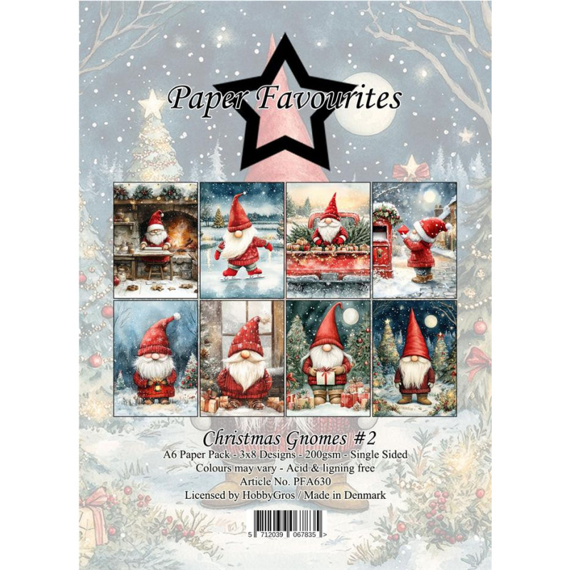 Paper Favourites - Papirpakke A6 - Christmas Gnomes 2 - PFA630