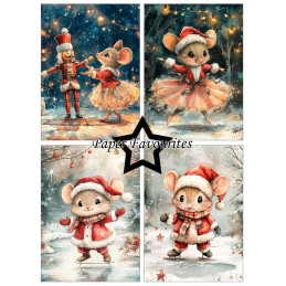Paper Favourites - Papirpakke A6 - Christmas Mouse - PFA631