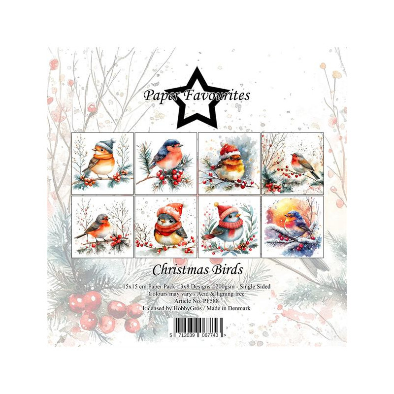 Paper Favourites - Papirpakke 15x15 - Christmas Birds - PF588