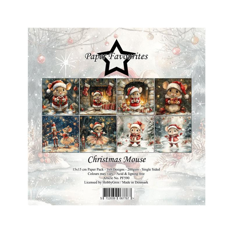 Paper Favourites - Papirpakke 15x15 - Christmas Mouse - PF590