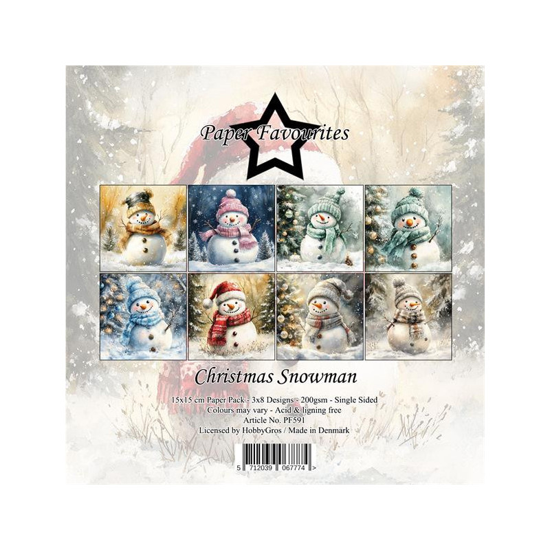 Paper Favourites - Papirpakke 15x15 - Christmas Snowman - PF591