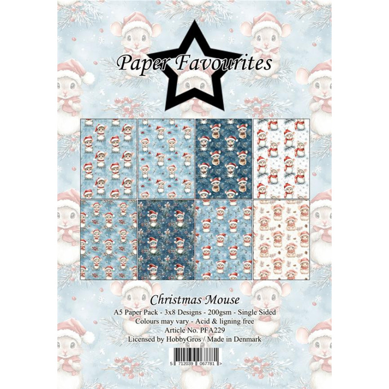Paper Favourites - Papirpakke A5 - Christmas Mouse - PFA229