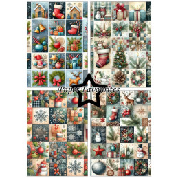 Paper Favourites - Papirpakke A5 - Christmas Patchwork - PFA230