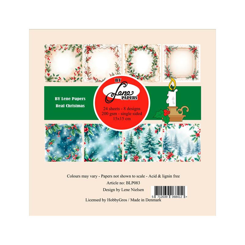 By Lene - Papirpakke 15x15 - Real Christmas - BLP083