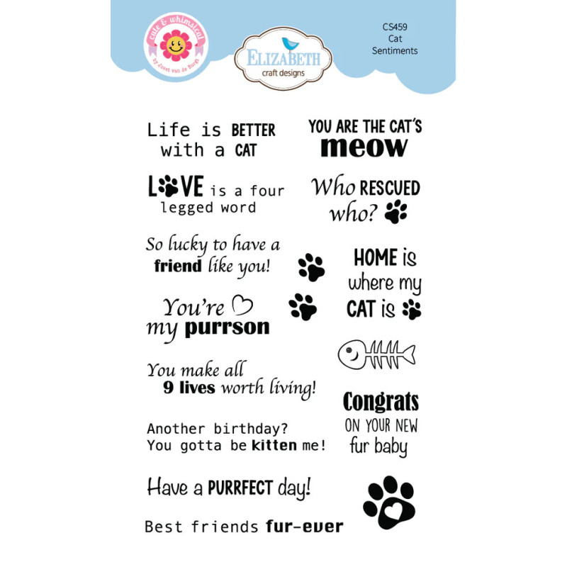 Elizabeth Craft Designs - Stamps - Cute & Whimsical - Cat Sentiments