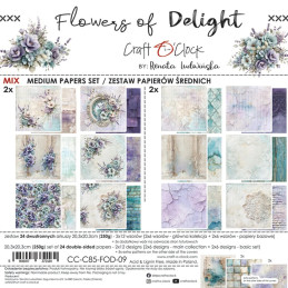 Craft O'Clock - Papirpakke 20x20 - Flowers Of Delight - Mix - CC-C85-FOD-09