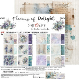 Craft O'Clock - Papirpakke 20x20 - Flowers Of Delight - Mix - CC-C85-FOD-09