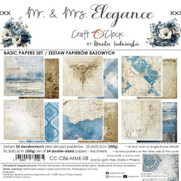 Craft O'Clock - Papirpakke 20x20 - Mr. & Mrs. Elegance - Basic - CC-C86-MME-08