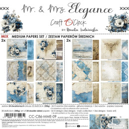 Craft O'Clock - Papirpakke 20x20 - Mr. & Mrs. Elegance - Mix - CC-C86-MME-09