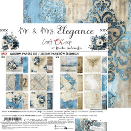 Craft O'Clock - Papirpakke 20x20 - Mr. & Mrs. Elegance - Mix - CC-C86-MME-09