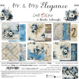 Craft O'Clock - Papirpakke 20x20 - Mr. & Mrs. Elegance - Mix - CC-C86-MME-09