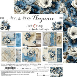 Craft O'Clock - Papirpakke 20x20 - Mr. & Mrs. Elegance - Mix - CC-C86-MME-09