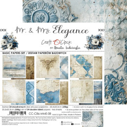 Craft O'Clock - Papirpakke 20x20 - Mr. & Mrs. Elegance - Mix - CC-C86-MME-09