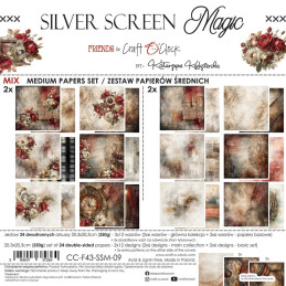 Craft O'Clock - Papirpakke 20x20 - Silver Screen Magic - Mix - CC-F43-SSM-09