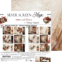 Craft O'Clock - Papirpakke 20x20 - Silver Screen Magic - Mix - CC-F43-SSM-09
