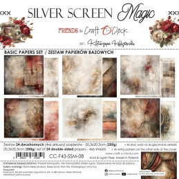Craft O'Clock - Papirpakke 20x20 - Silver Screen Magic - Mix - CC-F43-SSM-09