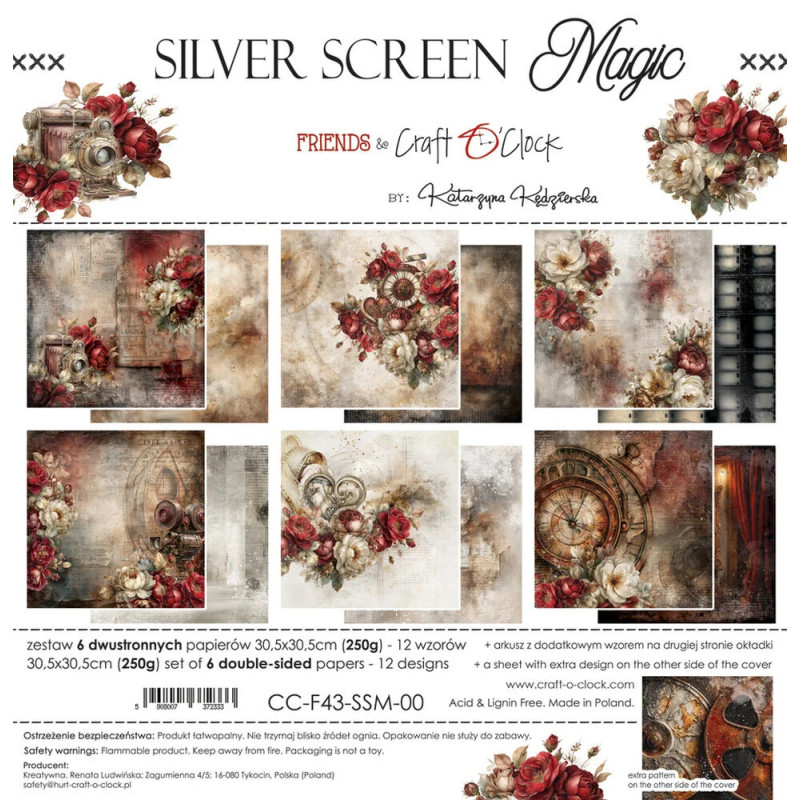 Craft O'Clock - Papirpakke 30x30 - Silver Screen Magic - CC-F43-SSM-00