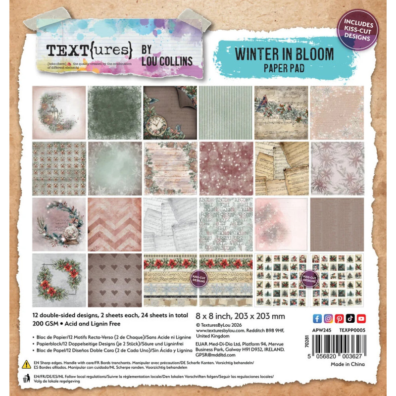 TEXT(ures) - Paper Pad 8x8 - Winter In Bloom - TEXPP0005