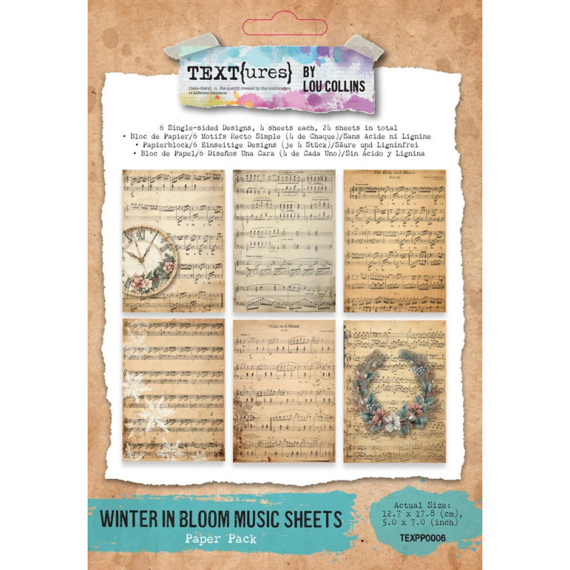 TEXT(ures) - Paper Pad 5x7 - Winter In Bloom - Music Sheets - TEXPP0006
