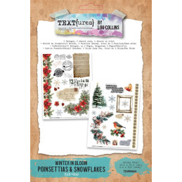 TEXT(ures) - Rub-On Transfer Set - Winter In Bloom - Poinsettias & Snowflakes - TEXRO0003