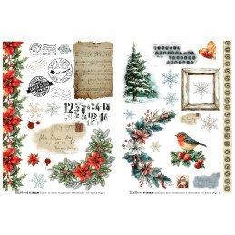 TEXT(ures) - Rub-On Transfer Set - Winter In Bloom - Poinsettias & Snowflakes - TEXRO0003