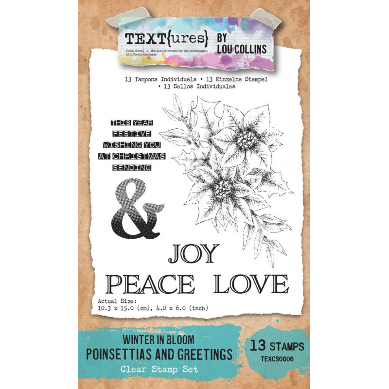 TEXT(ures) - Clear Stamp - Winter In Bloom - Poinsettias And Greetings - TEXCS0006