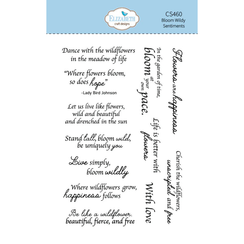 Elizabeth Craft Designs - Stamps - Paper Flowers - Bloom Wildy Sentiments