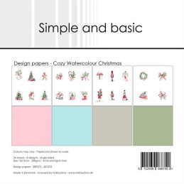 Simple And Basic - Papirpakke 15x15 - Cozy Watercolour Christmas - SBP572