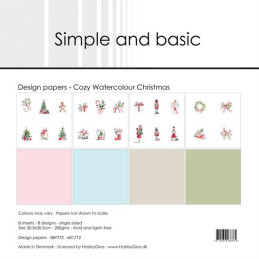 Simple And Basic - Papirpakke 30.5x30.5 - Cozy Watercolour Christmas - SBP772