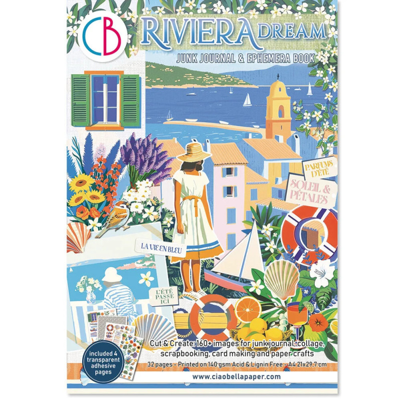 Ciao Bella - Junk Journal Ephemera Book A4 - Riviera Dream