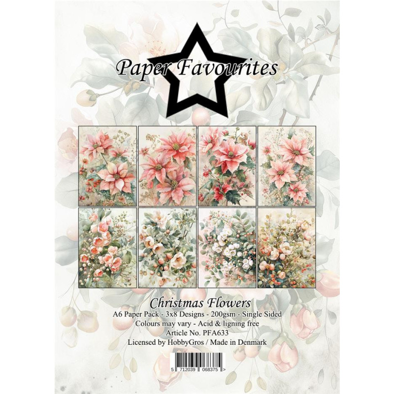 Paper Favourites - Papirpakke A6 - Christmas Flowers - PFA633