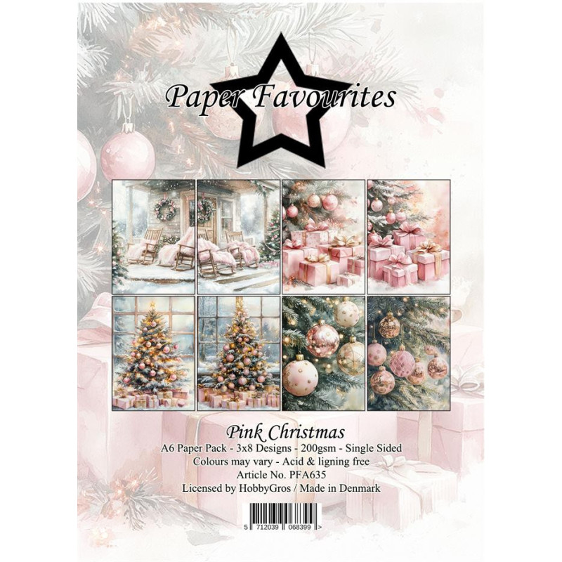 Paper Favourites - Papirpakke A6 - Pink Christmas - PFA635