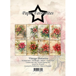 Paper Favourites - Papirpakke A6 - Vintage Poinsettia - PFA636