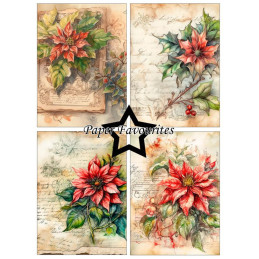 Paper Favourites - Papirpakke A6 - Vintage Poinsettia - PFA636