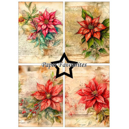 Paper Favourites - Papirpakke A6 - Vintage Poinsettia - PFA636
