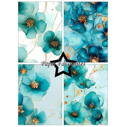 Paper Favourites - Papirpakke A6 - Alcohol Ink Flowers - PFA638