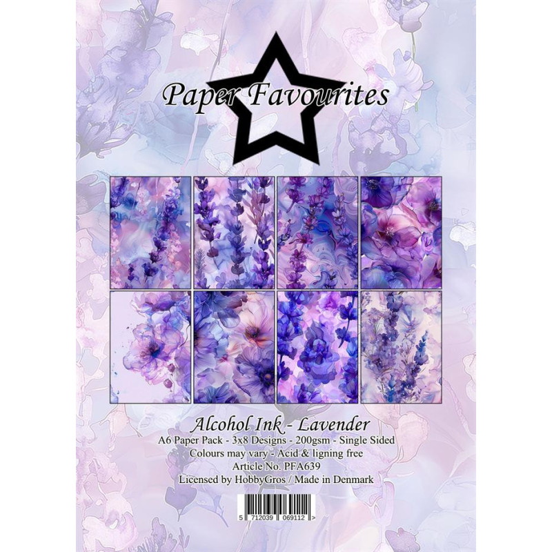 Paper Favourites - Papirpakke A6 - Alcohol Ink Lavender - PFA639
