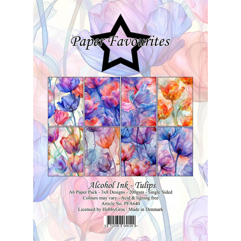 Paper Favourites - Papirpakke A6 - Alcohol Ink Tulips - PFA640