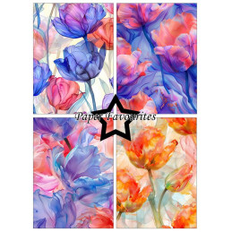 Paper Favourites - Papirpakke A6 - Alcohol Ink Tulips - PFA640
