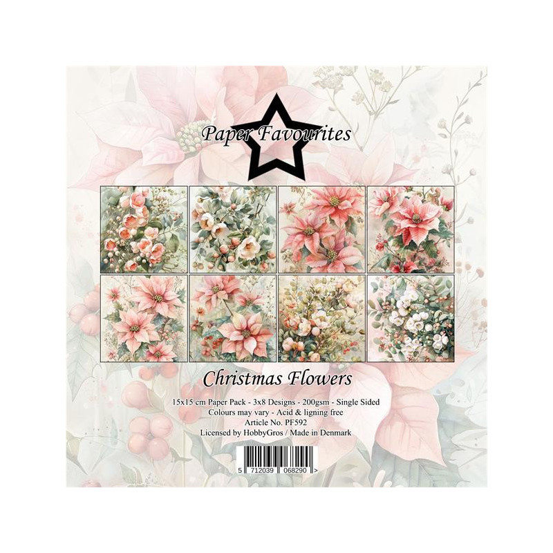 Paper Favourites - Papirpakke 15x15 - Christmas Flowers - PF592