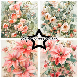 Paper Favourites - Papirpakke 15x15 - Christmas Flowers - PF592