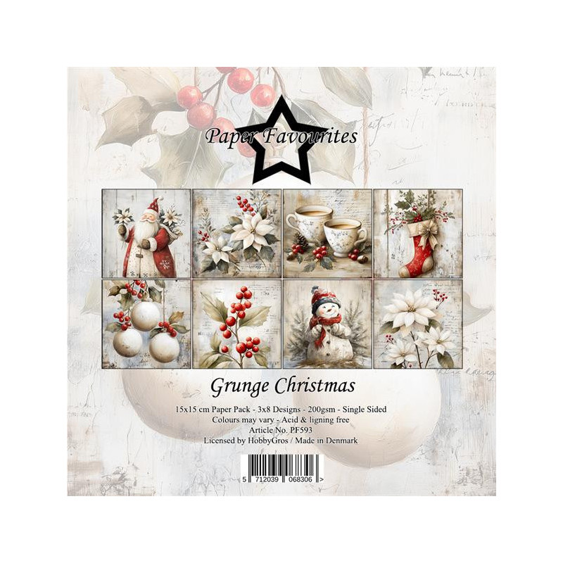 Paper Favourites - Papirpakke 15x15 - Grunge Christmas - PF593