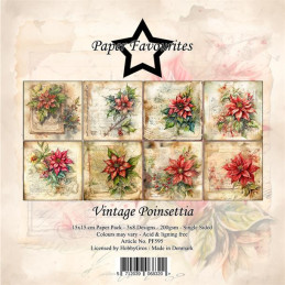 Paper Favourites - Papirpakke 15x15 - Vintage Poinsettia - PF595