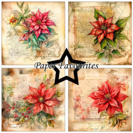 Paper Favourites - Papirpakke 15x15 - Vintage Poinsettia - PF595