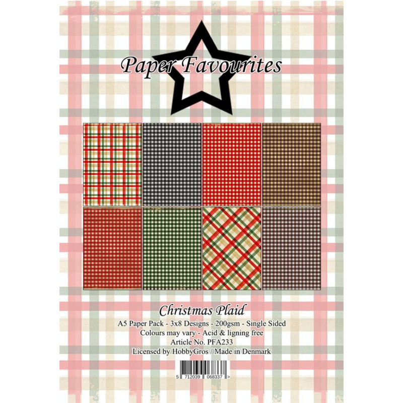 Paper Favourites - Papirpakke A5 - Christmas Plaid - PFA233