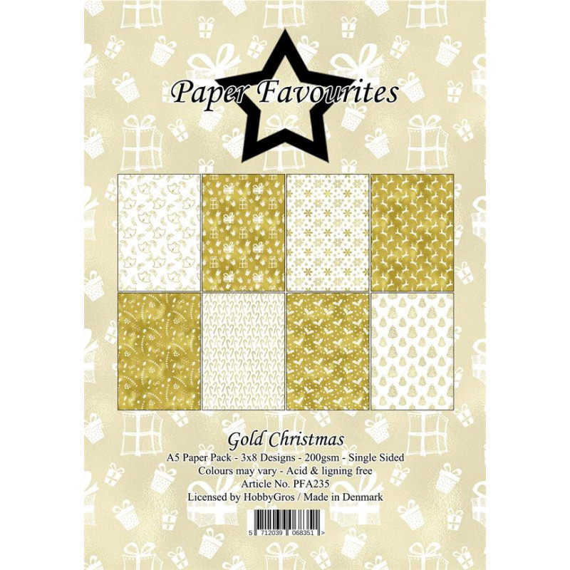 Paper Favourites - Papirpakke A5 - Gold Christmas - PFA235