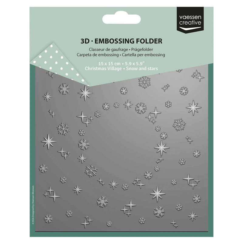 Vaessen Creative - 3D Embossing Folder - Snow & Stars - 3625-0604